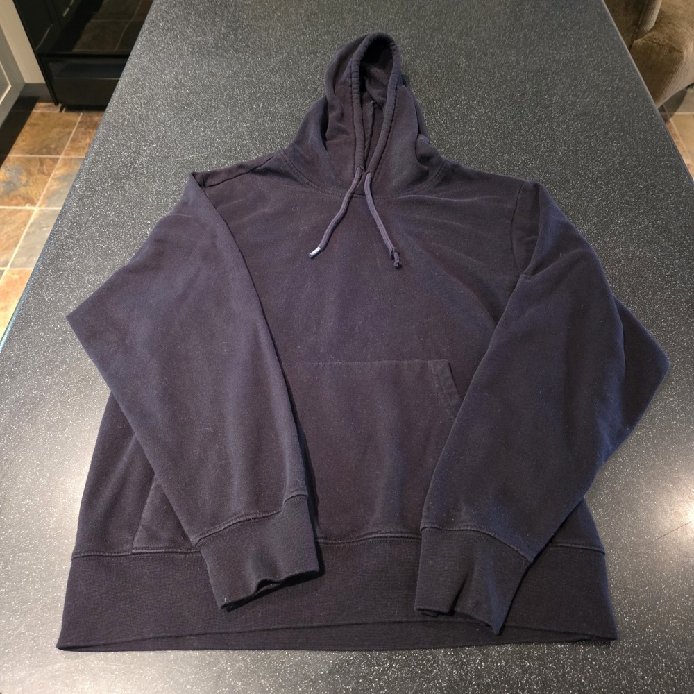 Citi Streets Men's Black Hoodie Size M Pullover Sweatshirt Drawstring Flaw